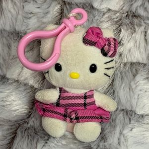 Hello Kitty Ty Beanie baby pink tartan plaid key chain 3”, Well loved